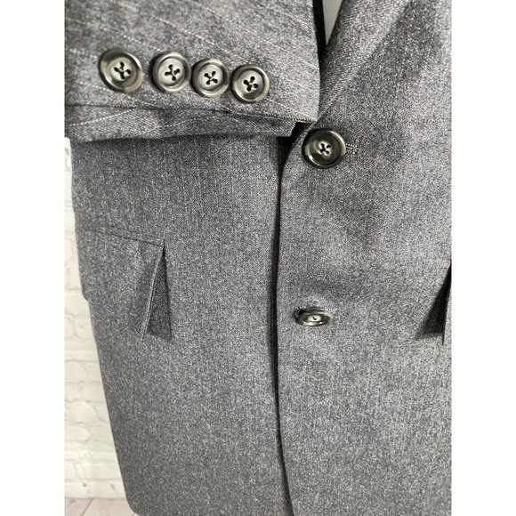 VTG Britches Of Georgetowne Dark Gray Wool Striped Two Button Blazer Jacket 38S - Picture 10 of 12